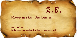 Rovenszky Barbara névjegykártya